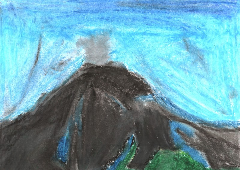 Daniel volcano oil pastel