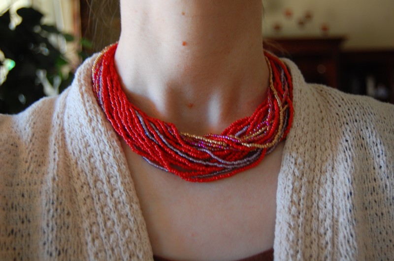 red bead necklace